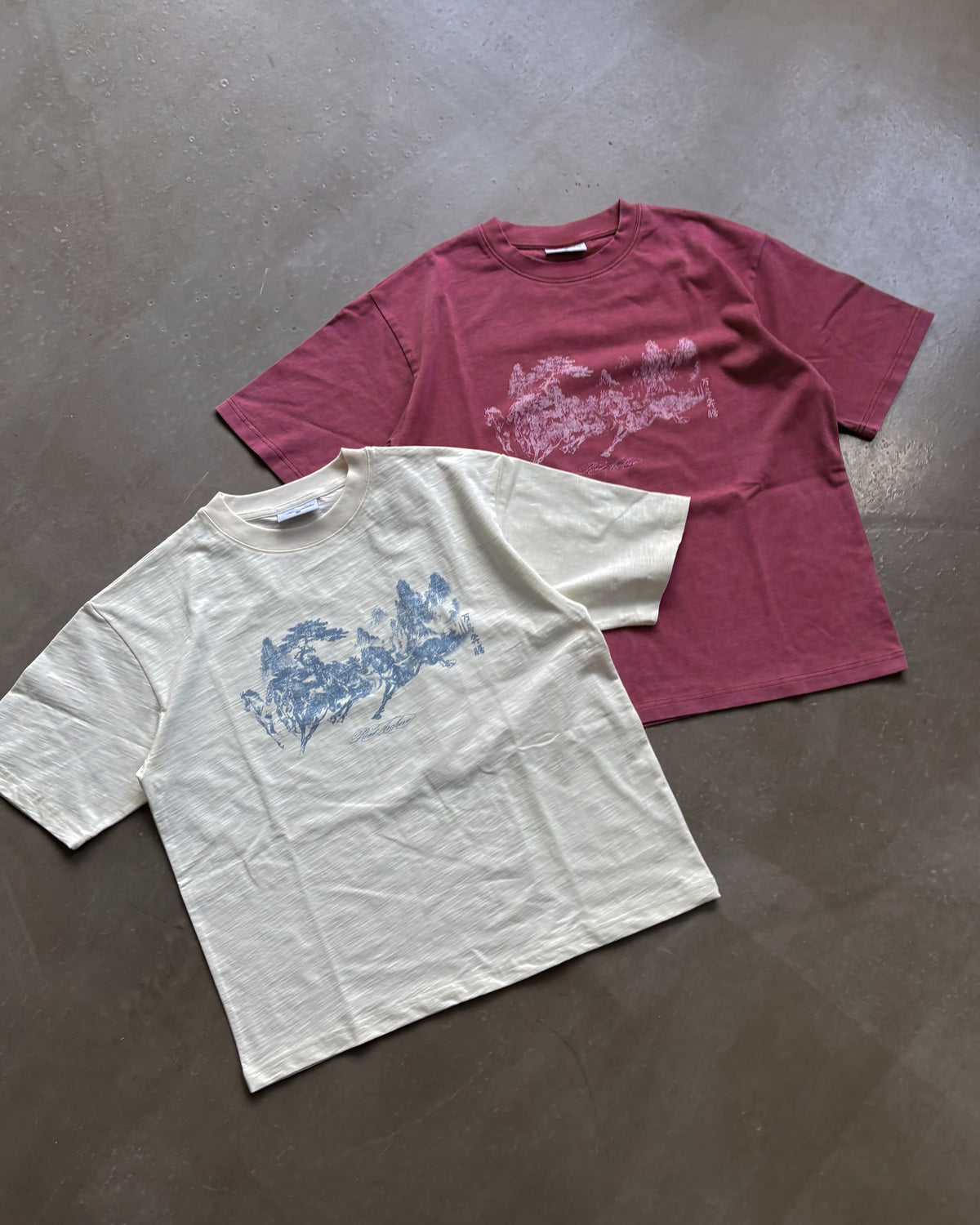 "Year of Horse" Cotton Slub Tee in White