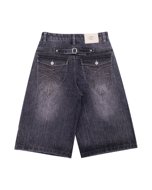 Slub Denim Baggy Jorts Black