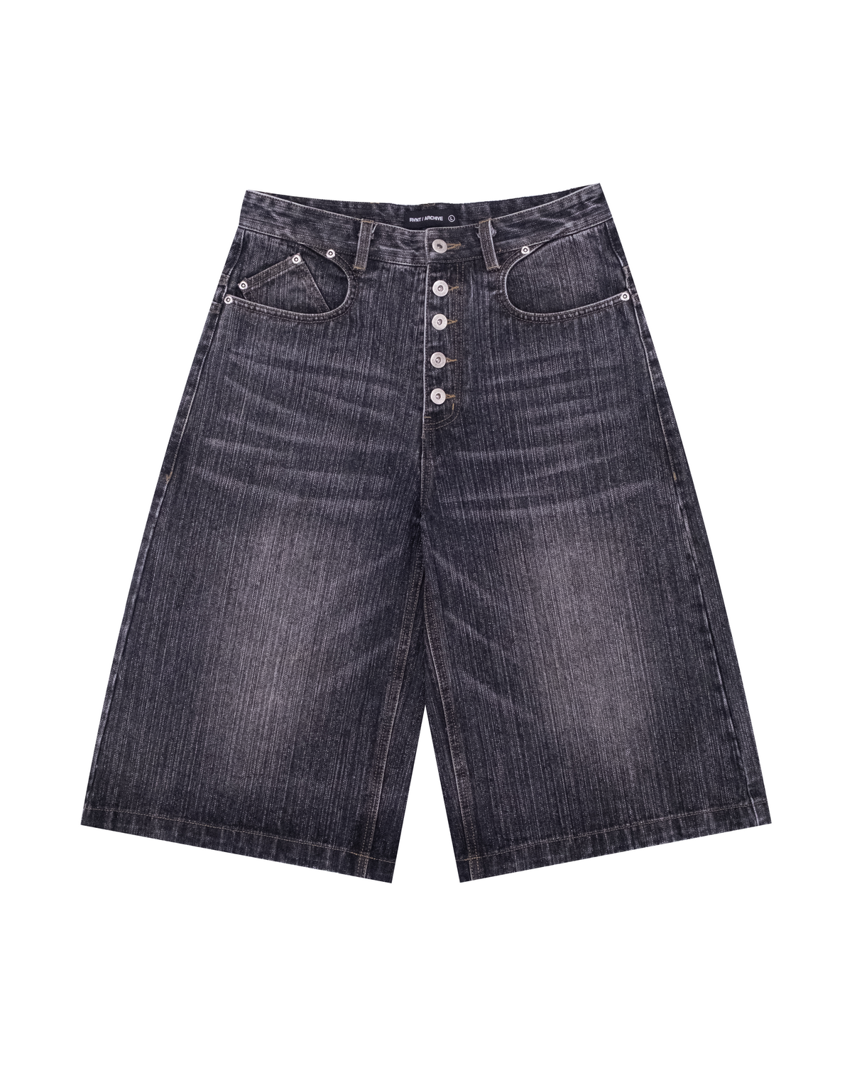 Slub Denim Baggy Jorts Black