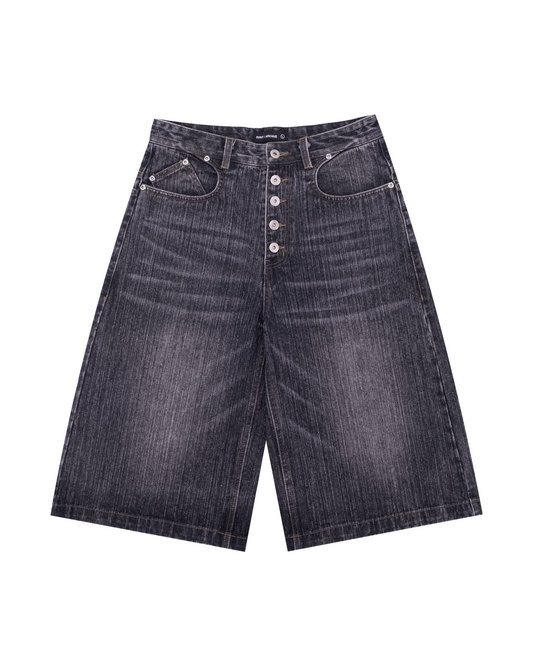 Slub Denim Baggy Jorts Black
