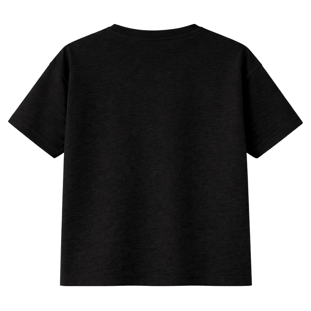 Cotton Slub Boxy Cropped Tee in Black