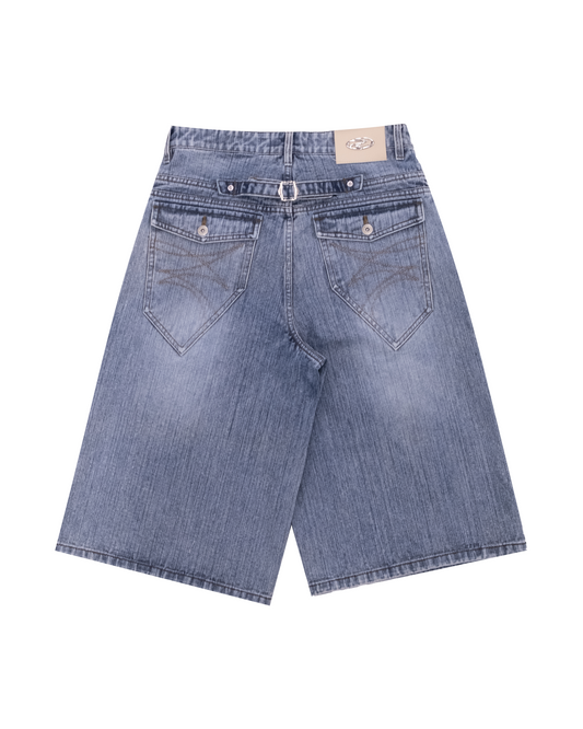 Slub Denim Baggy Jorts Blue
