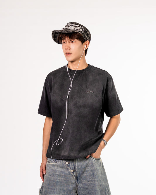 Plaid Embroidered Cadet Cap in Black