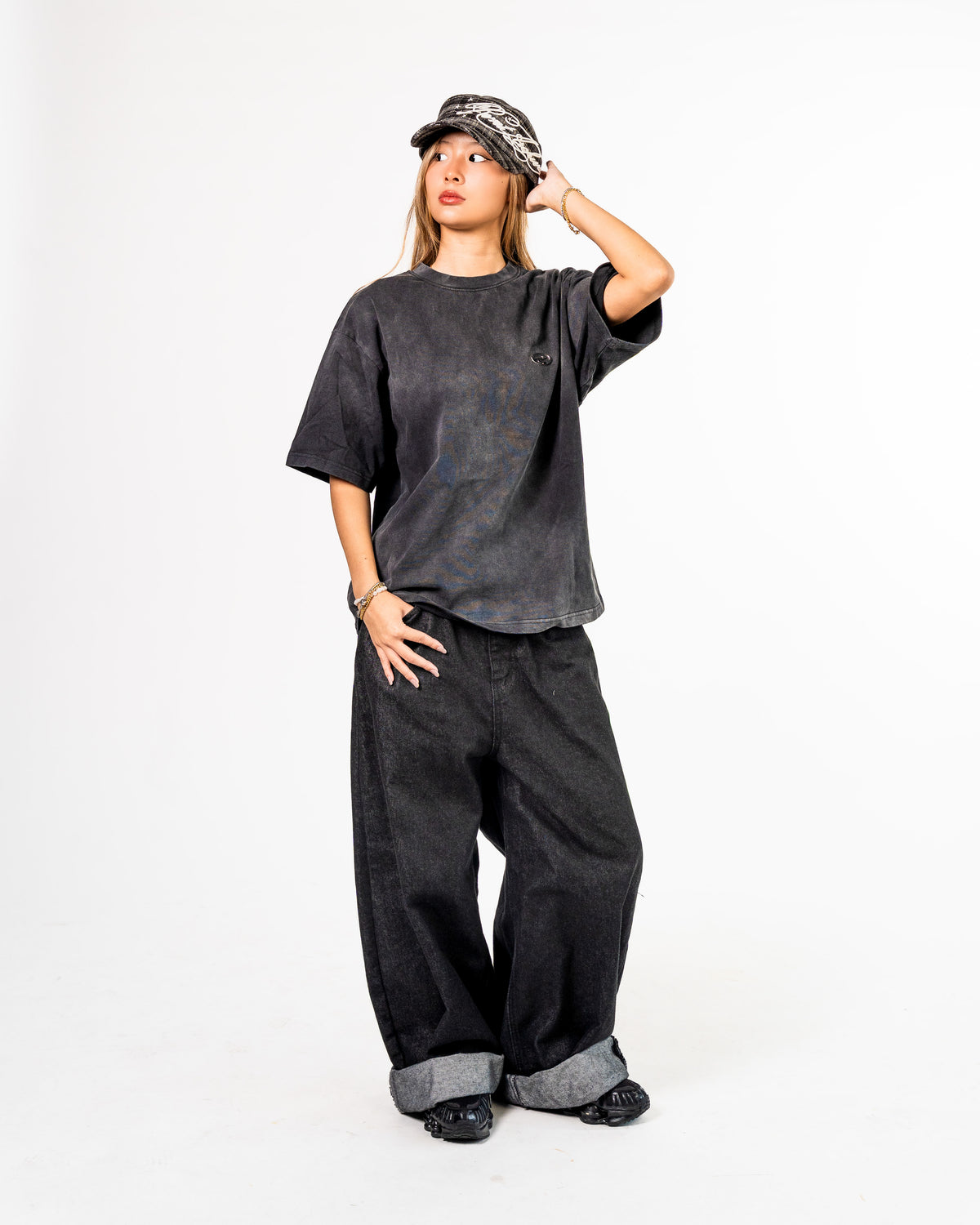 Boxy Cropped Tee in Sun Faded Black