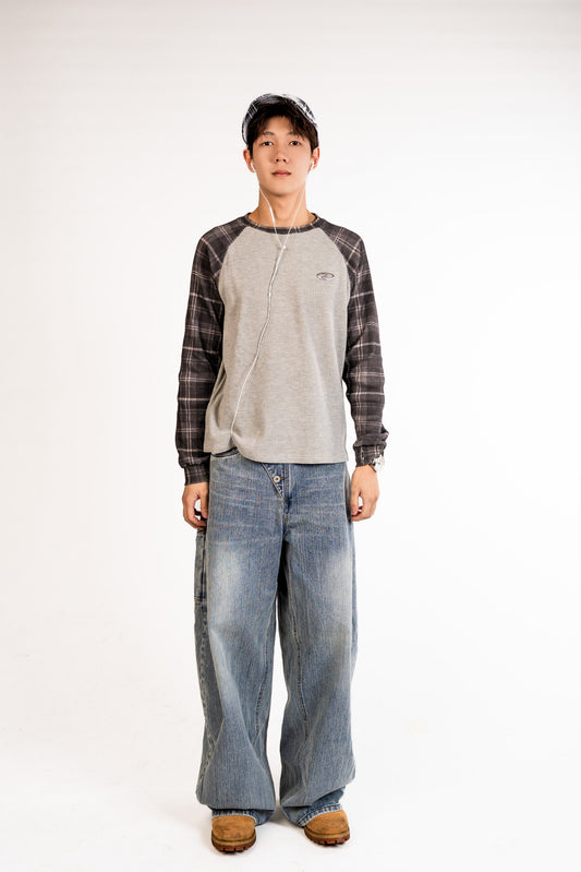 Plaid Thermal Waffle Knit Black