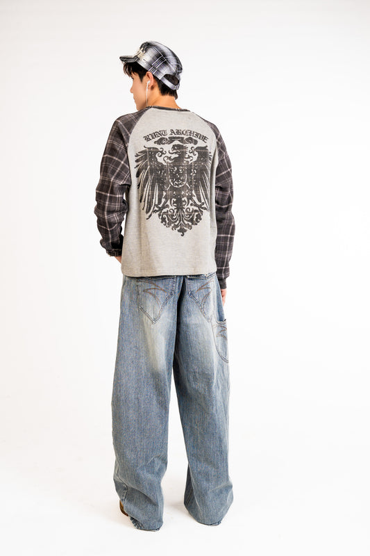 Plaid Thermal Waffle Knit Black