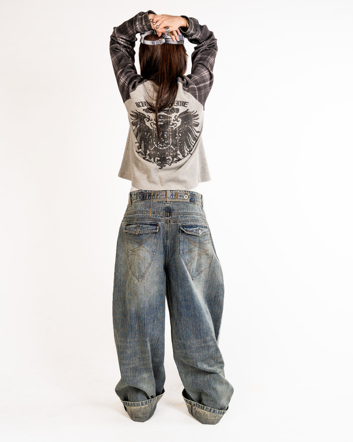 Slub Denim Engineered Baggy Jeans Blue