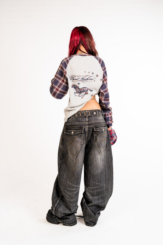 Plaid Thermal Waffle Knit Navy/Red