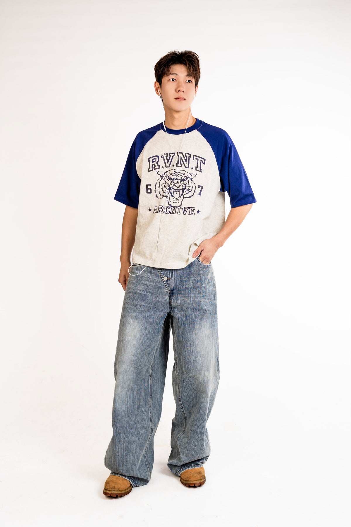 COLLEGE RAGLAN TEE PURPLE/WHITE MARL