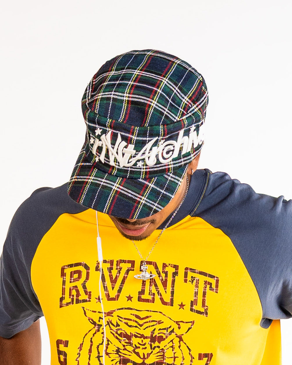 RVNTARCHIVE TARTAN CAP GREEN