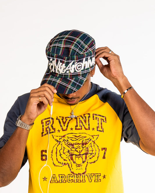 RVNTARCHIVE TARTAN CAP GREEN