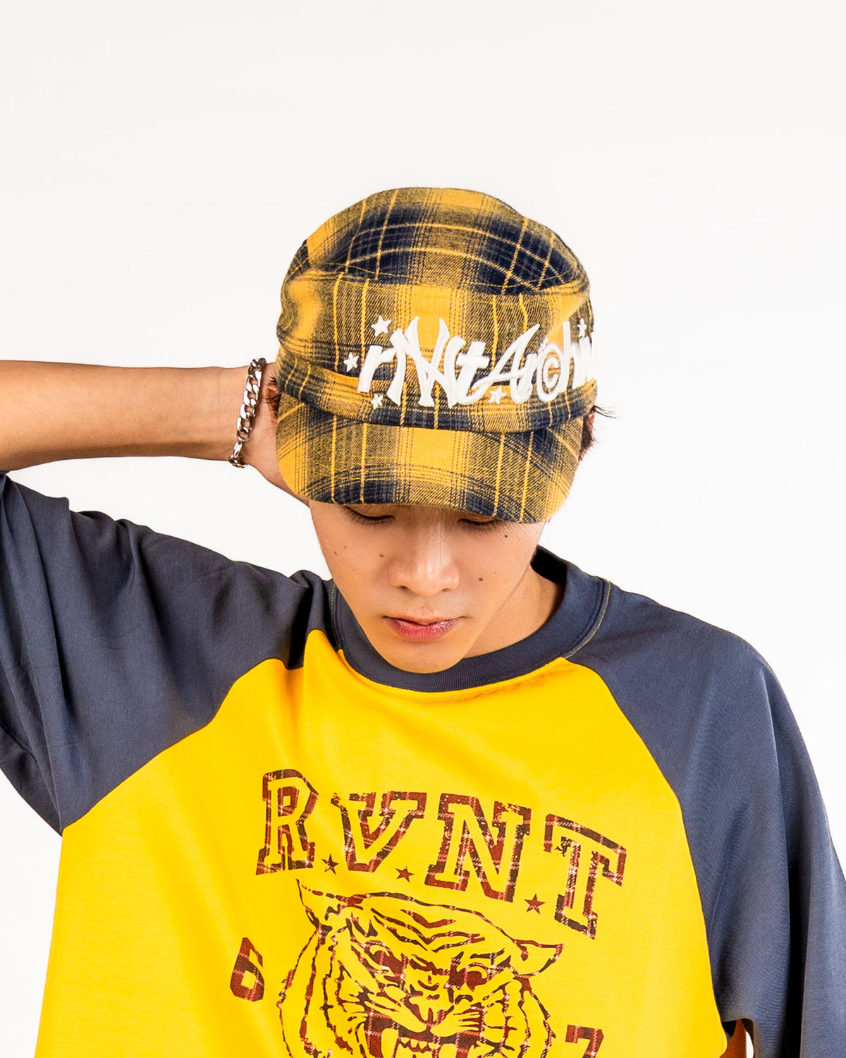 RVNTARCHIVE PLAID CAP YELLOW