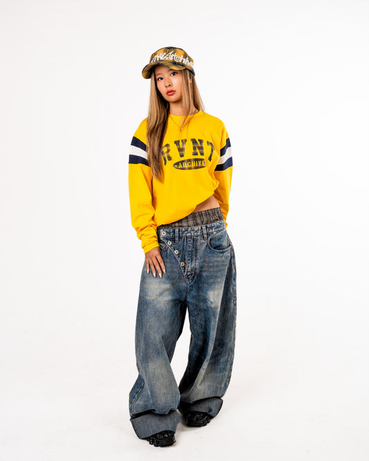 COLLEGE PANELLED LONG SLEEVE YELLOW