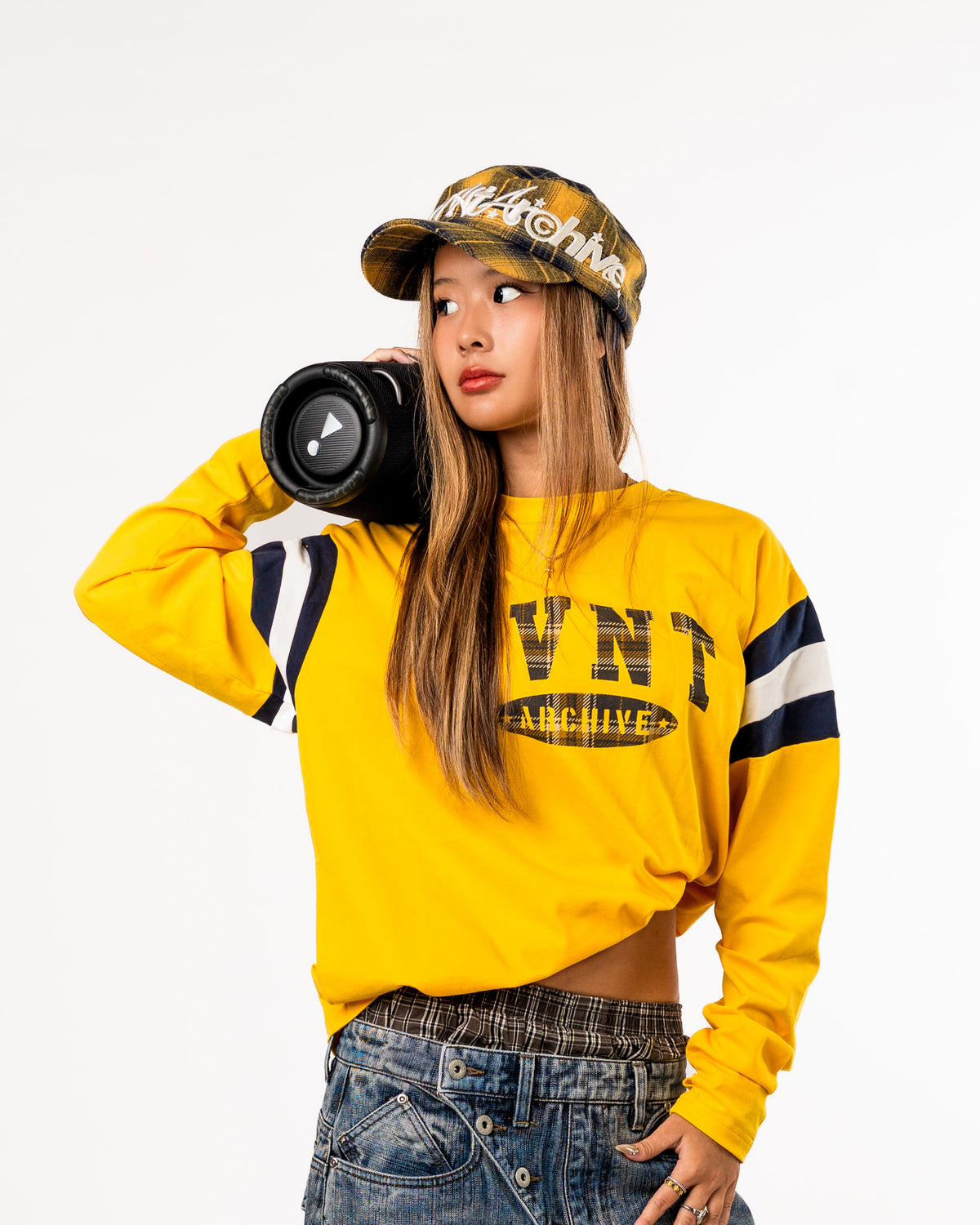 RVNTARCHIVE PLAID CAP YELLOW