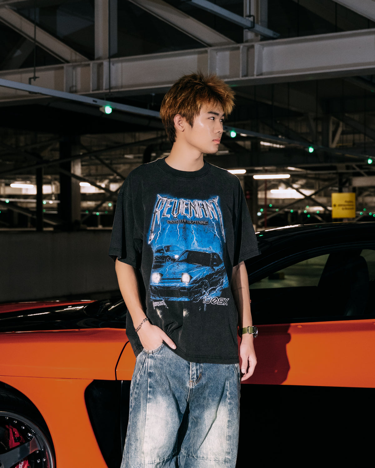 Drive The Lightning 180SX Tee in Washed Black