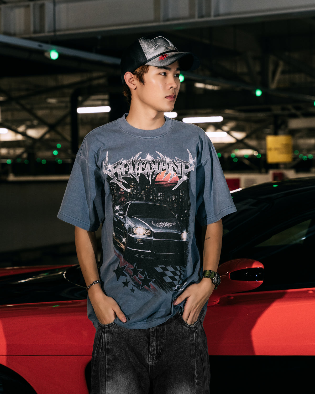 REVENANT R34 Skyline Tee in Faded Blue
