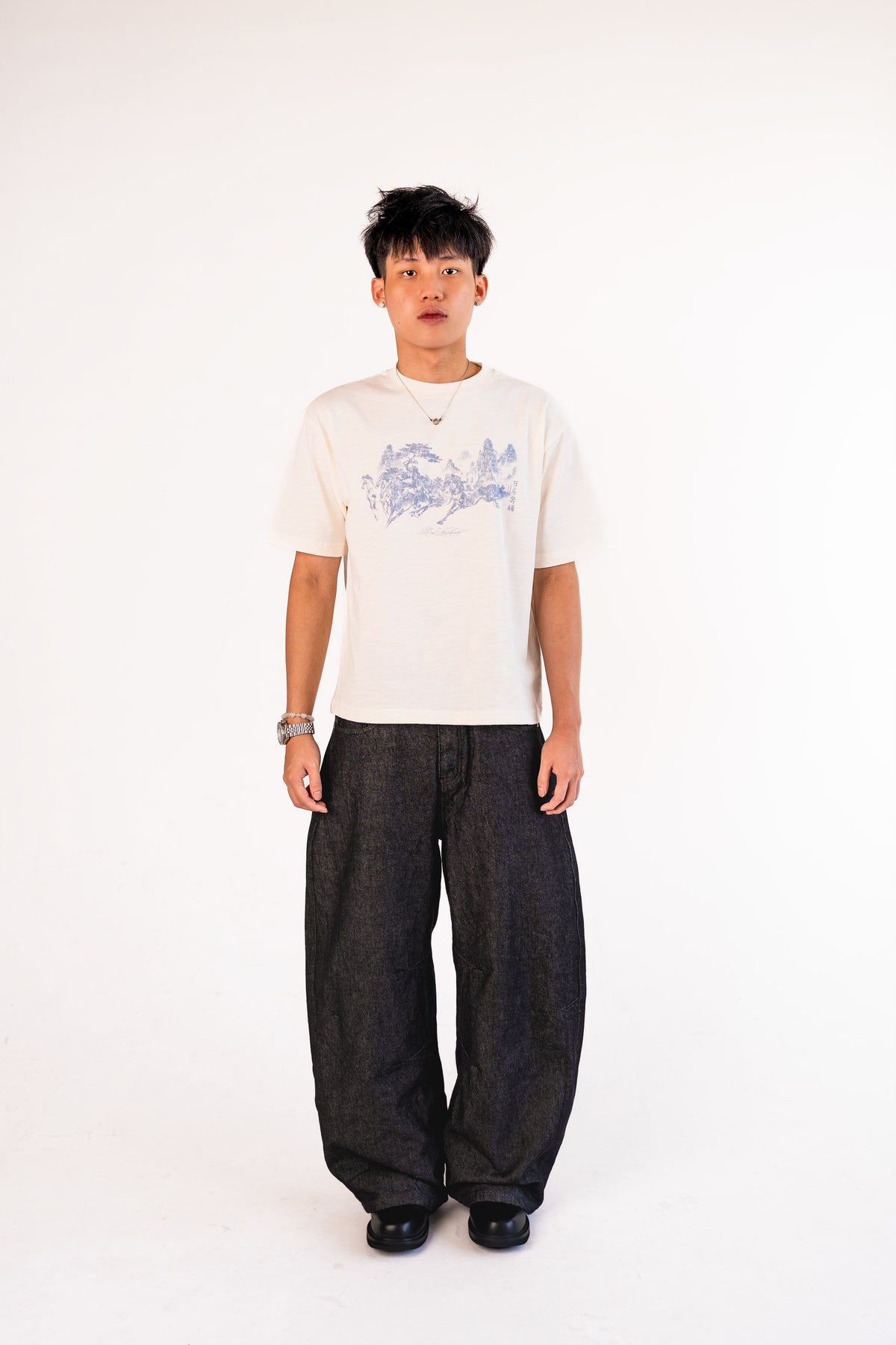 "Year of Horse" Cotton Slub Tee in White
