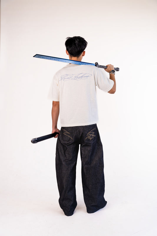 "Year of Horse" Cotton Slub Tee in White