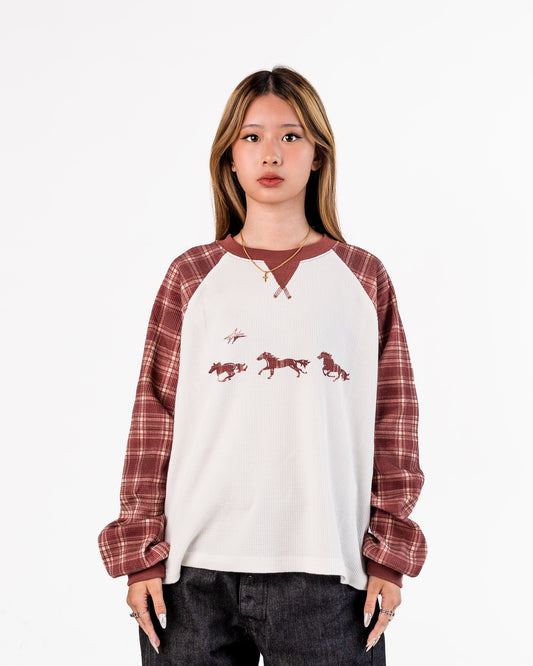 "Year of the Horse" Plaid Thermal Waffle Knit