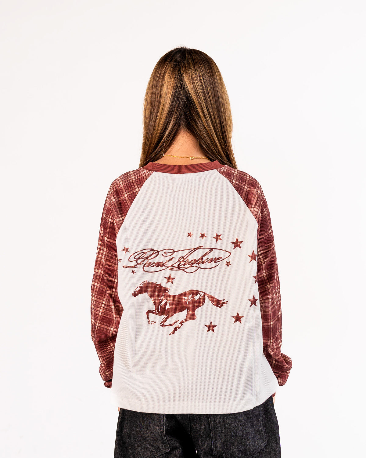 "Year of the Horse" Plaid Thermal Waffle Knit