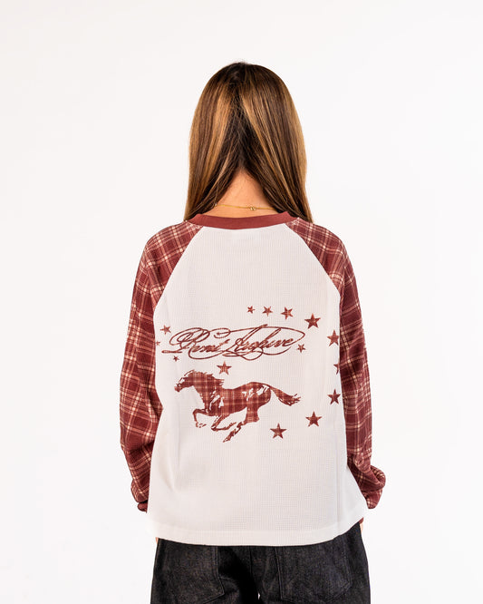 "Year of the Horse" Plaid Thermal Waffle Knit
