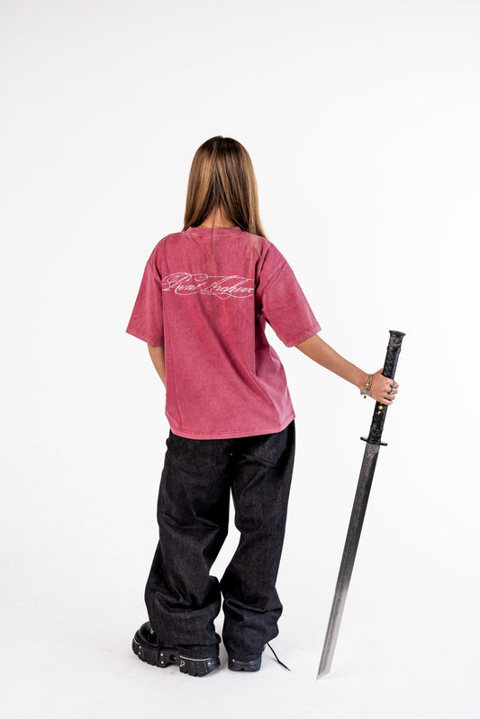 "Year of Horse" Sun Faded Washed Tee in Red