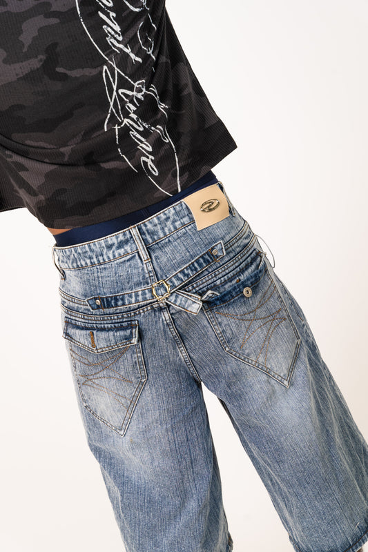 Slub Denim Baggy Jorts Blue