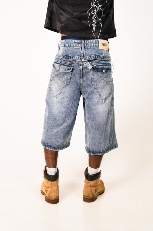 Slub Denim Baggy Jorts Blue