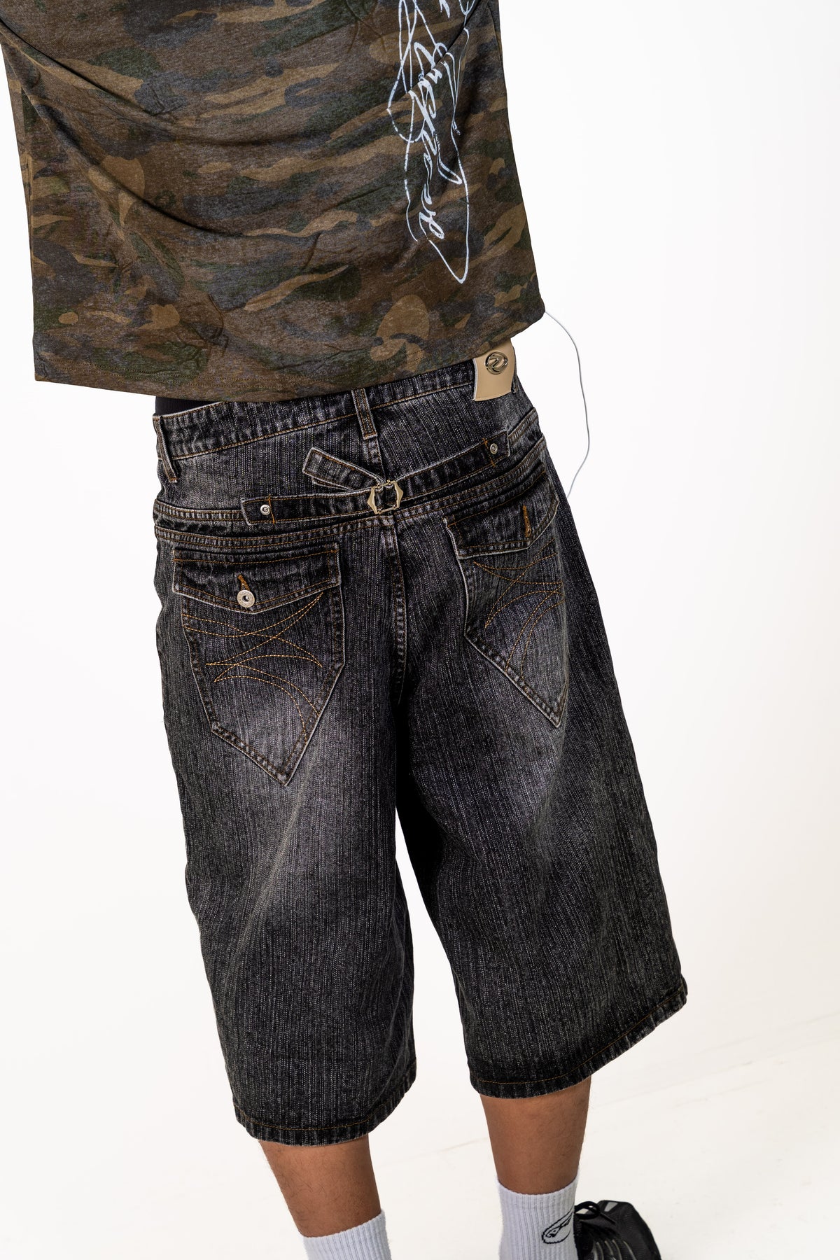 Slub Denim Baggy Jorts Black
