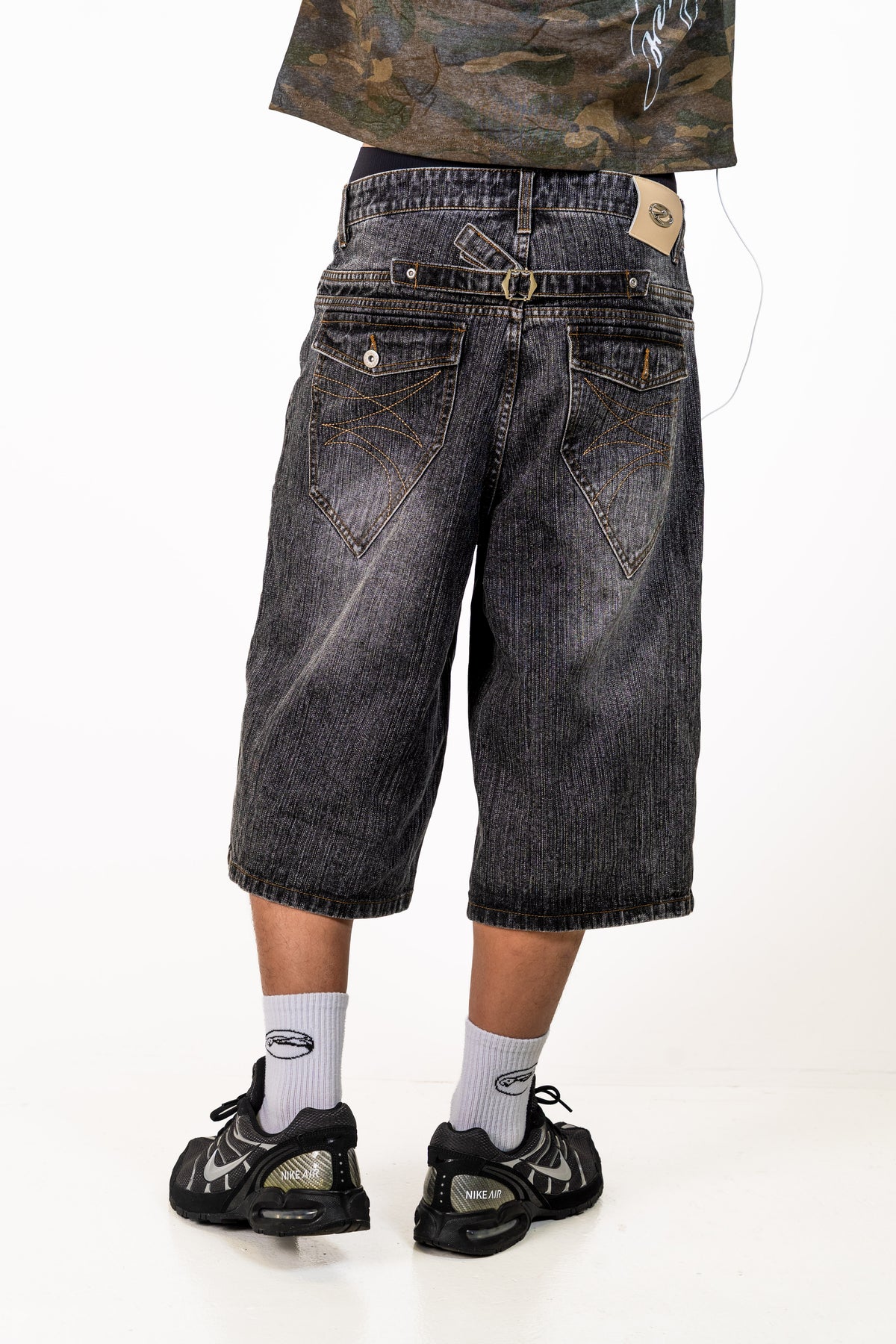 Slub Denim Baggy Jorts Black