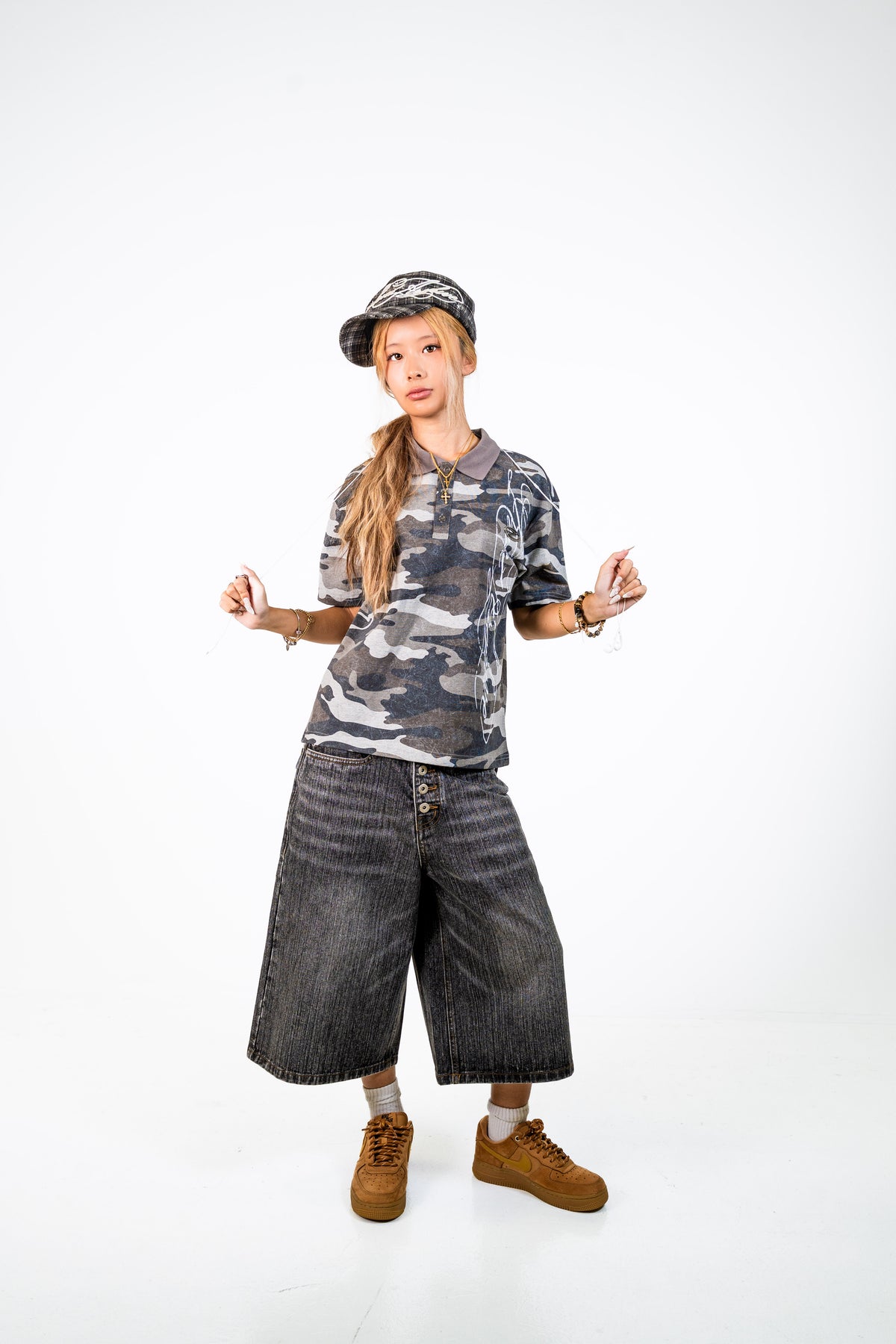 Camo Short Sleeve Washed Polo Grey