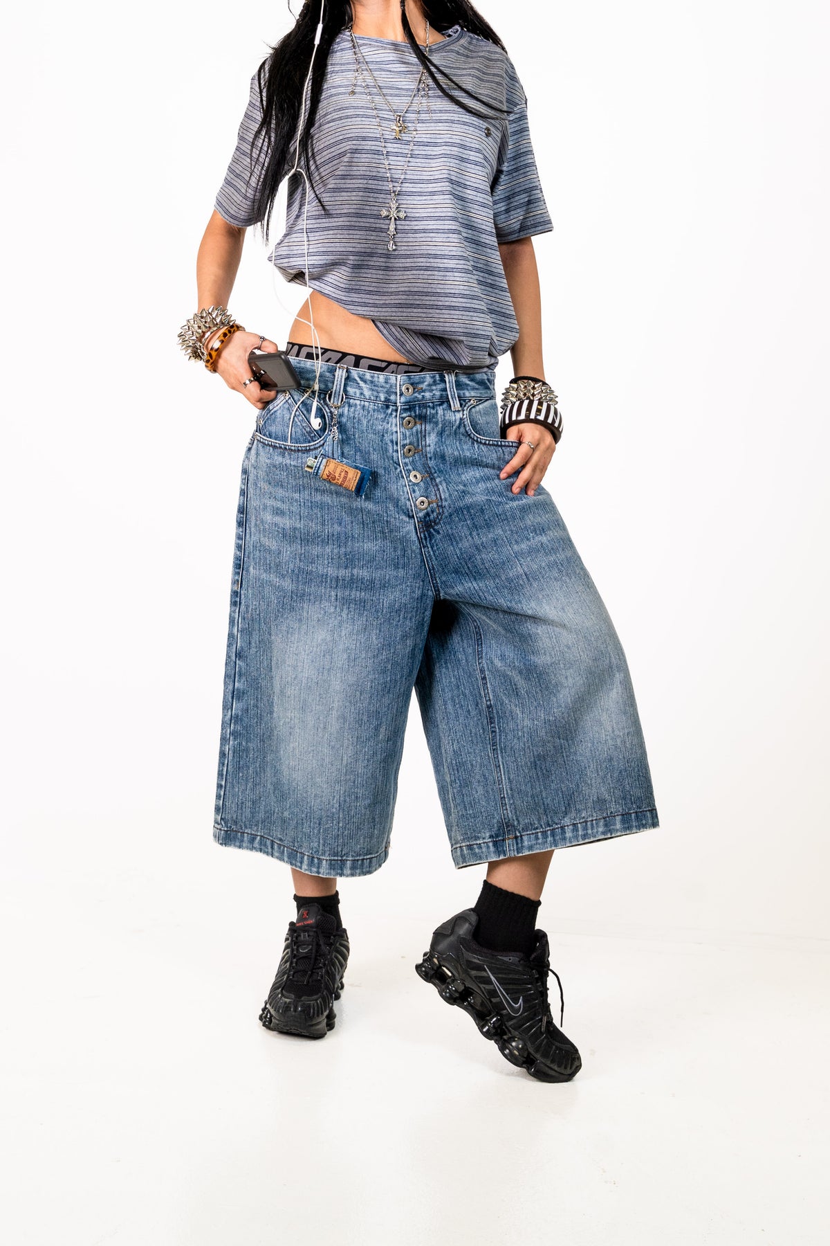Slub Denim Baggy Jorts Blue