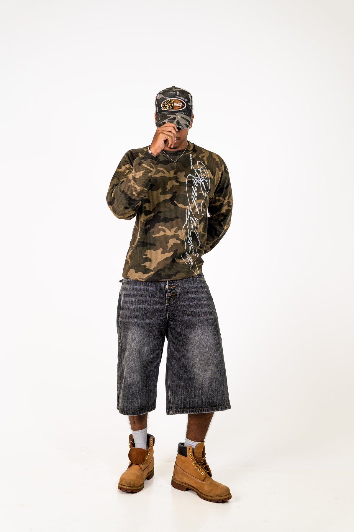 Camo Waffle Knit Long Sleeve Green