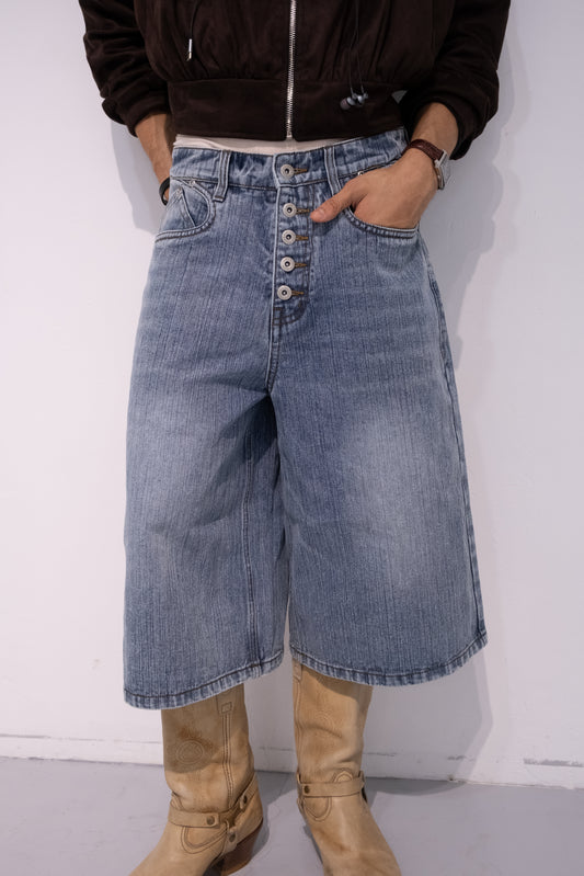 Slub Denim Baggy Jorts Blue