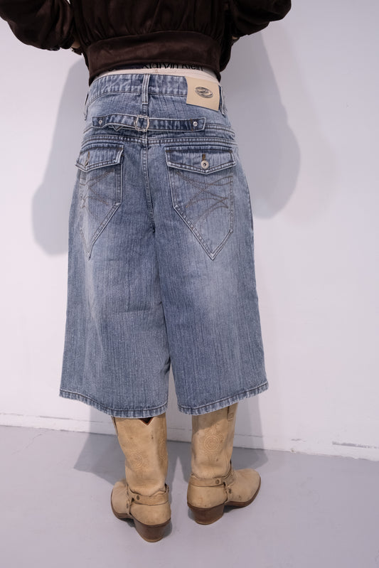Slub Denim Baggy Jorts Blue