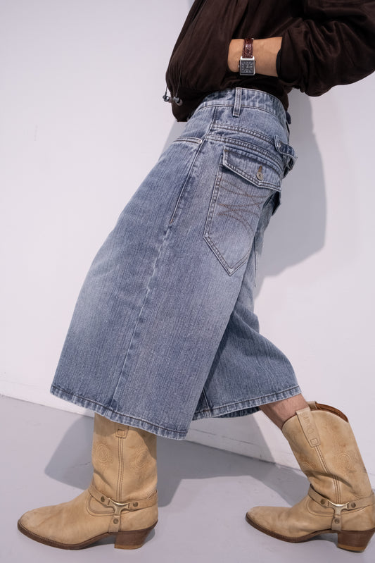 Slub Denim Baggy Jorts Blue