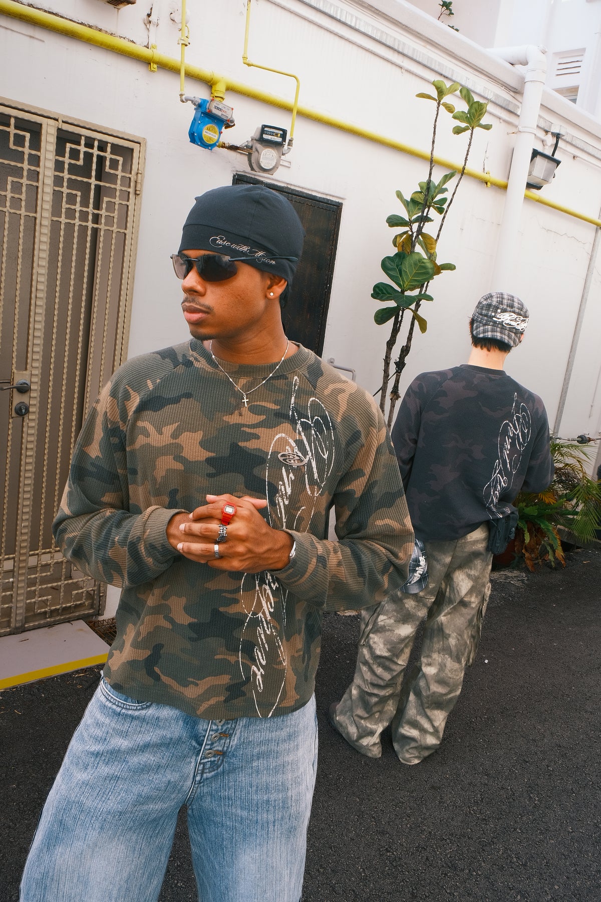 Camo Waffle Knit Long Sleeve Green