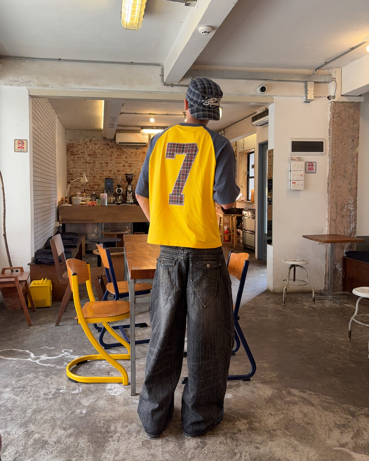 COLLEGE RAGLAN TEE YELLOW/BLUE