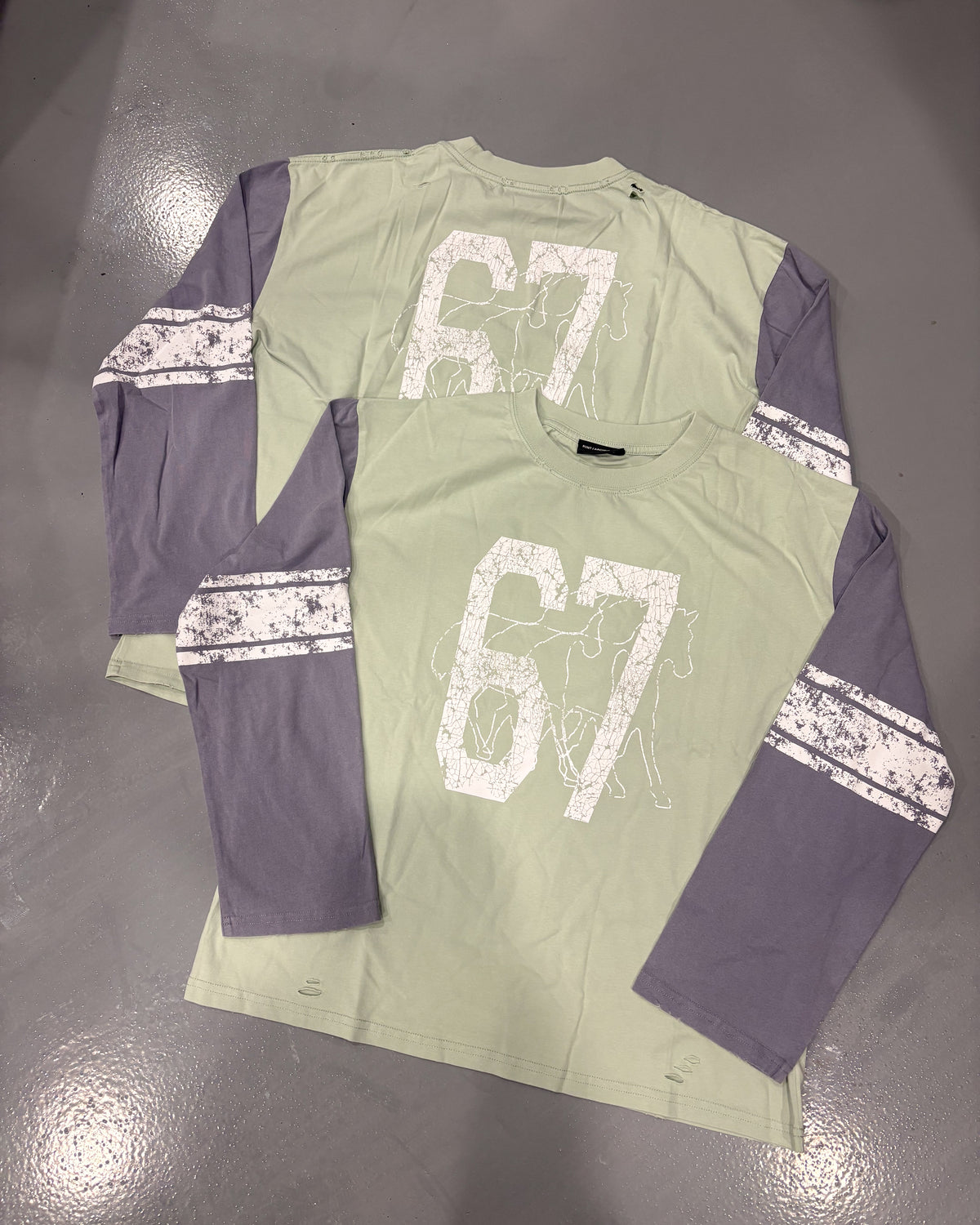 Washed Contrast Long Sleeve Mint Green