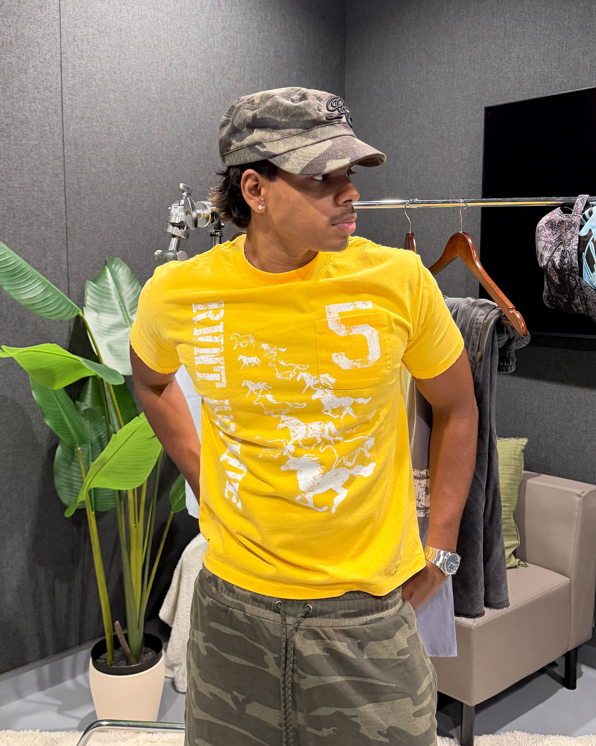 Washed Summer Pocket Tee Yellow