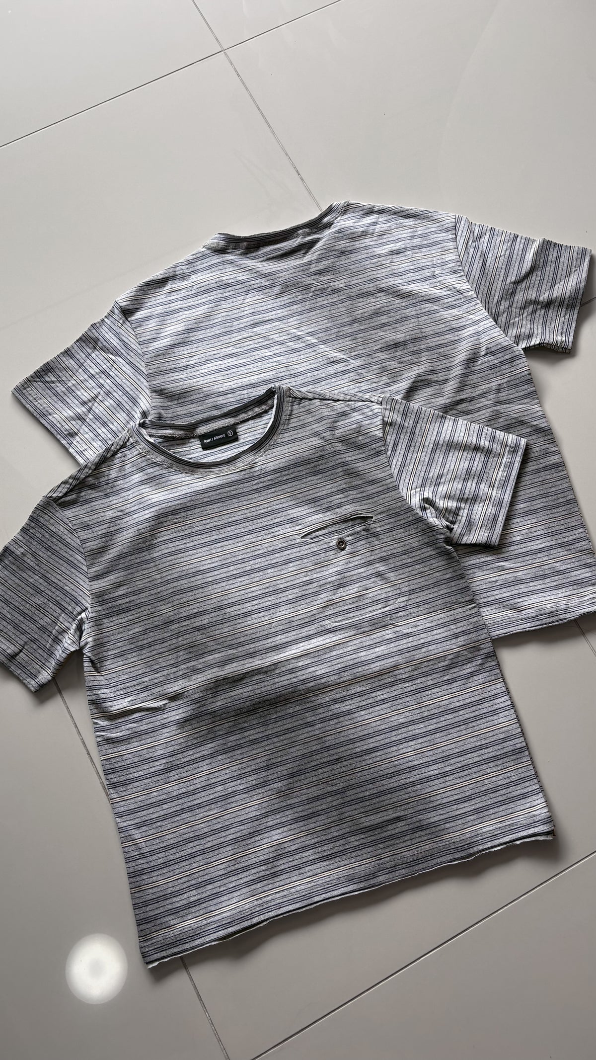 Striped Gradient Washed Short Sleeve Tee Grey