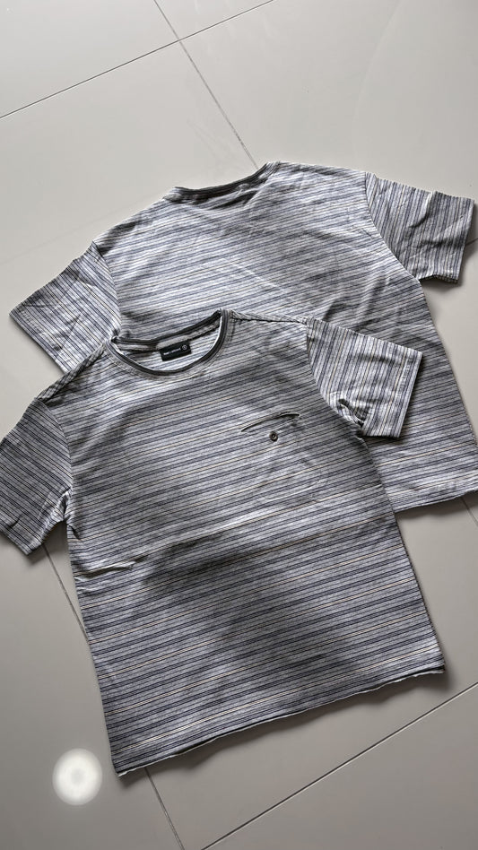 Striped Gradient Washed Short Sleeve Tee Grey