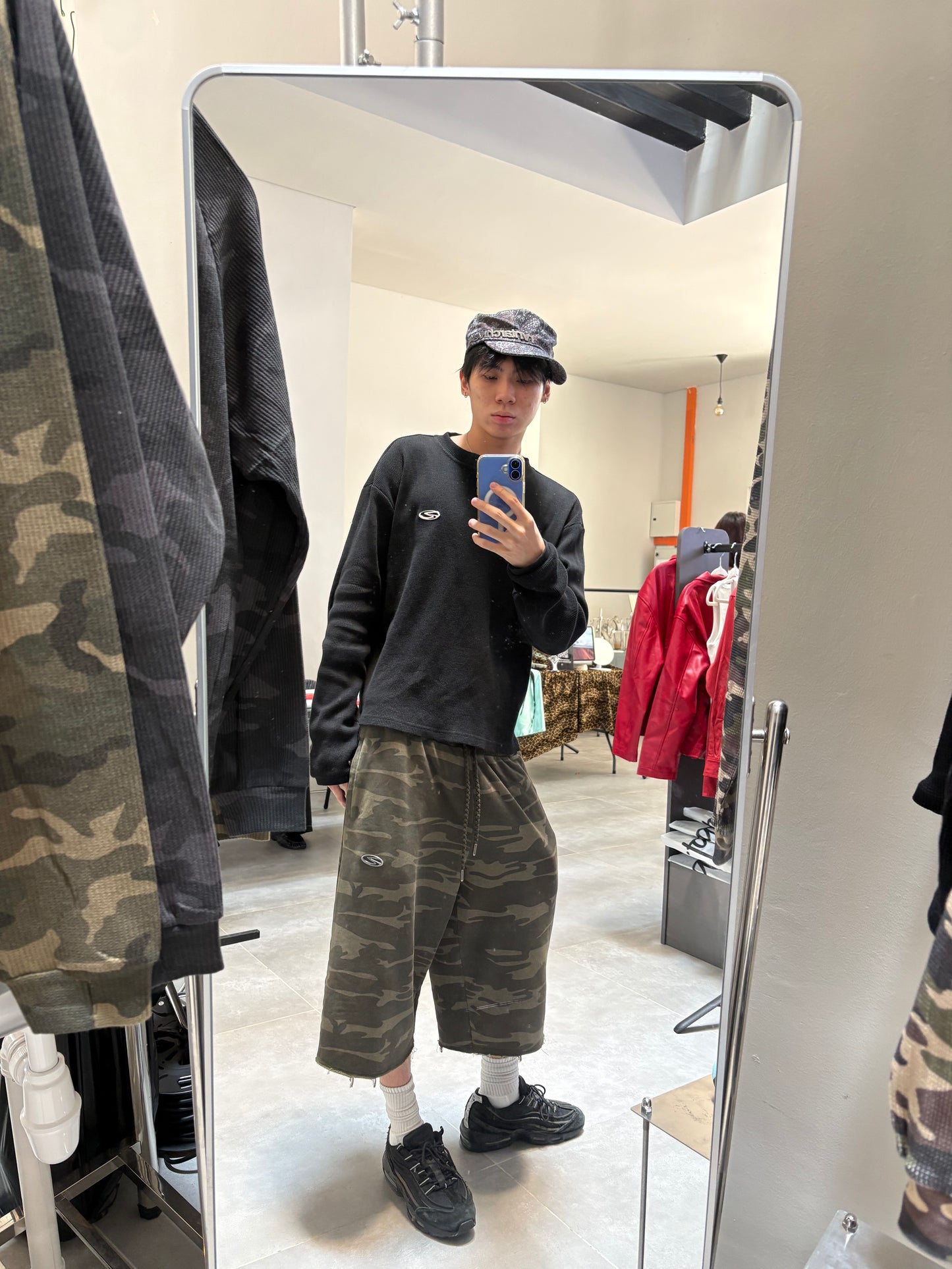 Baggy Sweat Shorts Camo Green