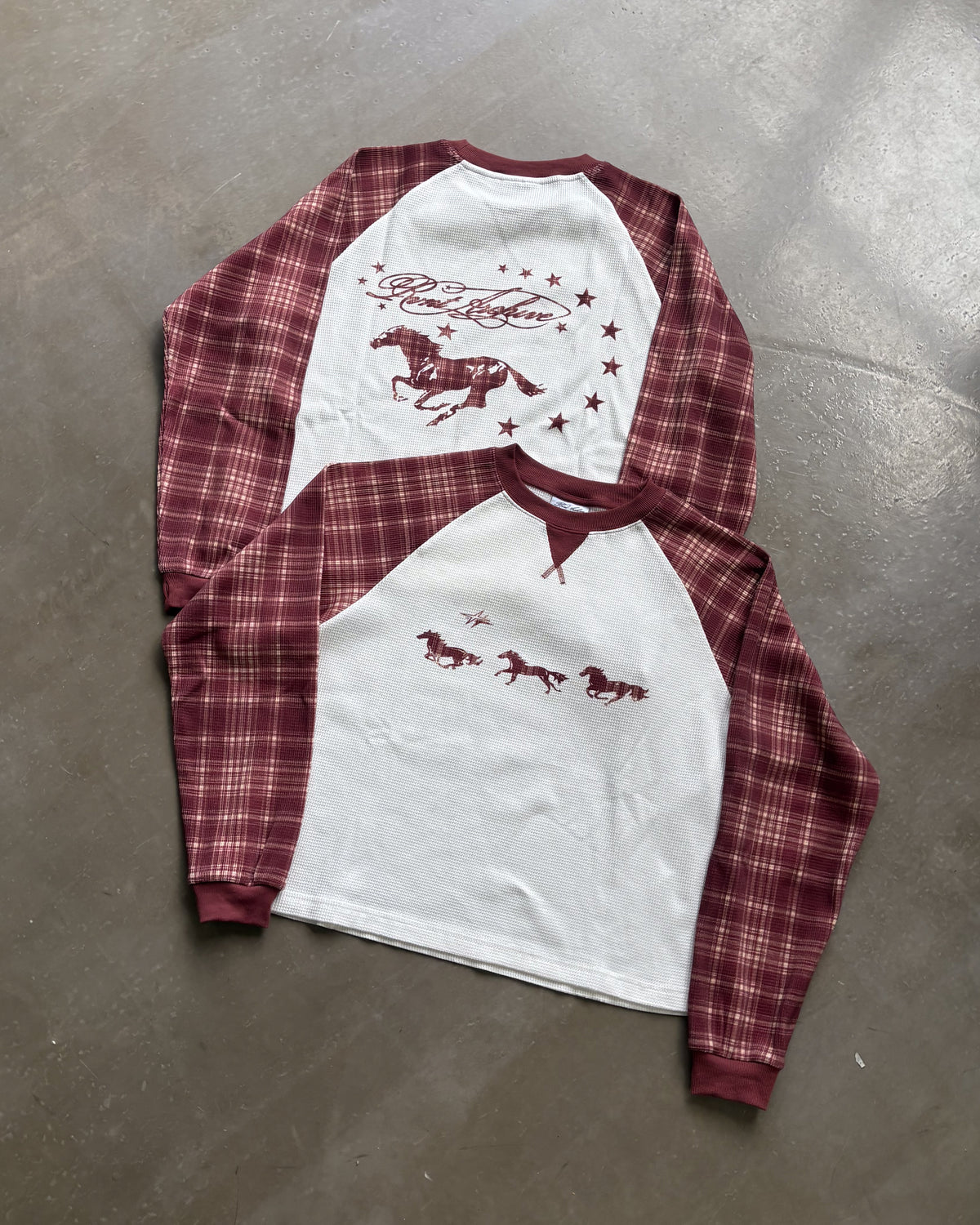 "Year of the Horse" Plaid Thermal Waffle Knit