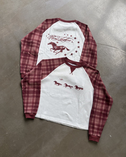 "Year of the Horse" Plaid Thermal Waffle Knit