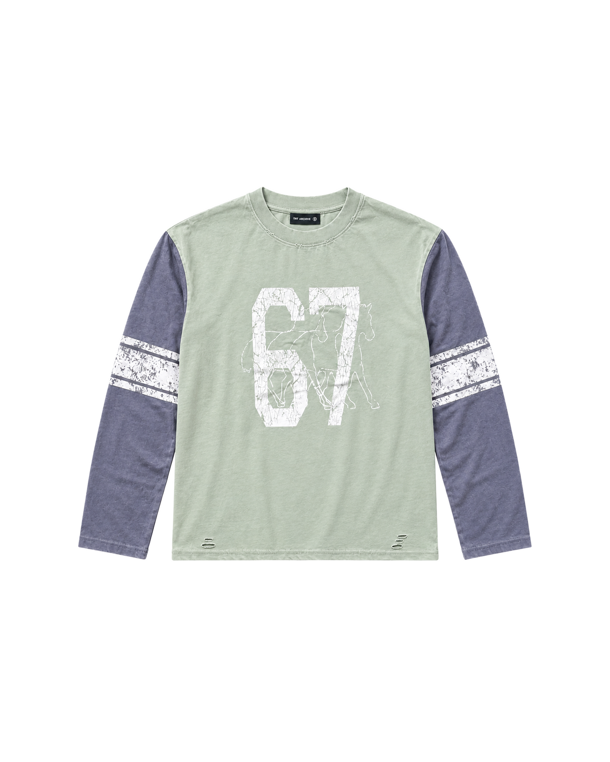 Washed Contrast Long Sleeve Mint Green