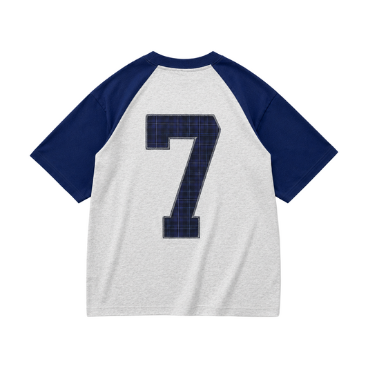 COLLEGE RAGLAN TEE PURPLE/WHITE MARL