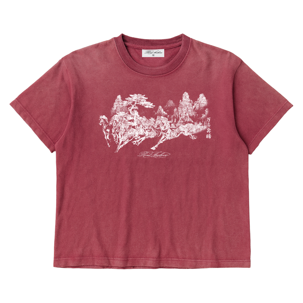"Year of Horse" Sun Faded Washed Tee in Red