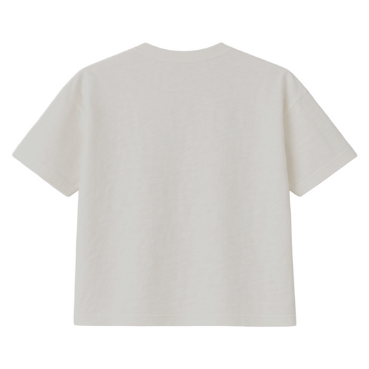 Cotton Slub Boxy Cropped Tee in White