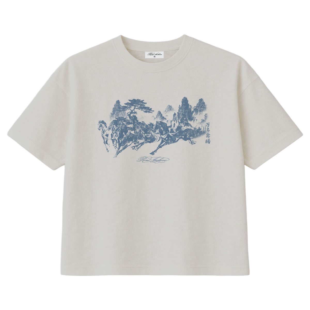"Year of Horse" Cotton Slub Tee in White